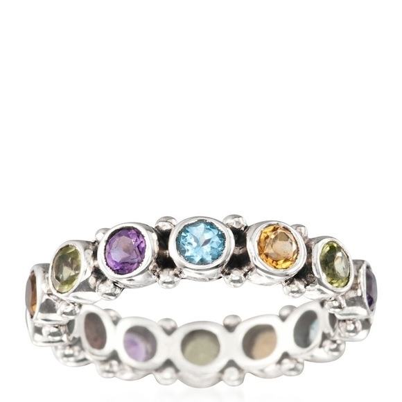 Samuel B. Jewelry - Samuel B Silver Multi Gemstone Eternity Band
